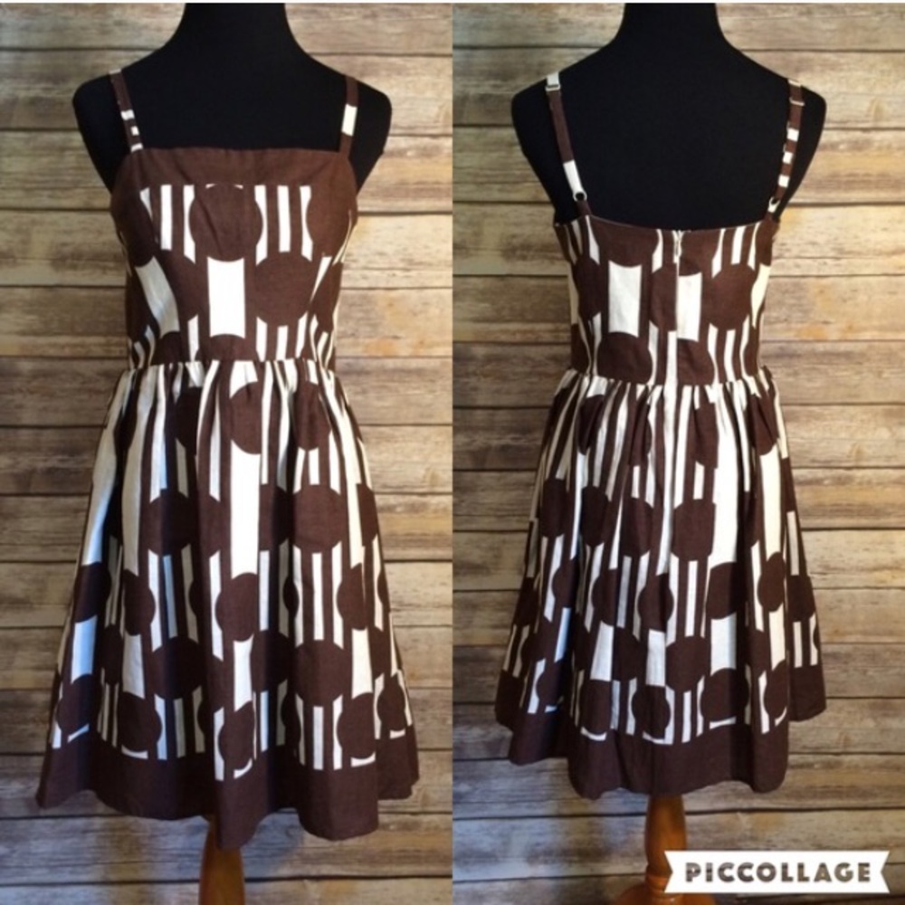 Eliza J Linen-Blend Mod Geo Print A-Line Dress - image 2